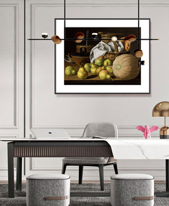 简美欧式轻奢餐厅挂画 沙发背景墙餐厅装饰画《桌子上的水果》