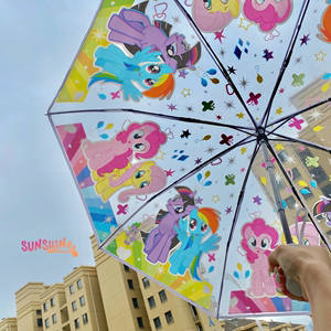 小马宝莉雨伞透明折叠自动网红款学生雨伞儿童中大童女生高颜值