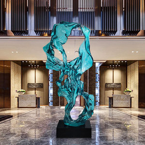 新款抽象玄关摆件别墅酒店大堂太湖石雕塑落地装饰透明树脂工艺品