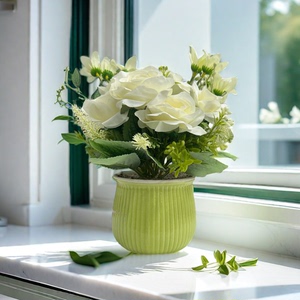 植物小盆栽家居摆件客厅办公桌仿真花假花永生花干花装饰花艺玫瑰