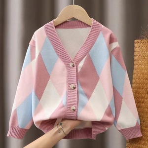 女童秋装毛衣开衫新款2023韩版洋气儿童针织衫中童装长袖上衣外套
