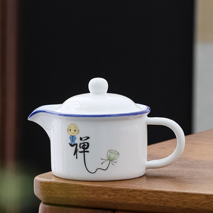 陶瓷茶具经典仿搪瓷茶具茶壶手工复古怀旧小号中式过滤泡茶壶定制