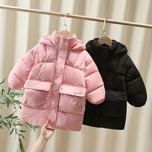 女童棉服冬装外套2023新款小童绗缝保暖加厚中长款洋气冬季女宝宝