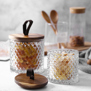包邮日式创意迷你玻璃相思木盖储物罐家用厨房杂物罐食物茶叶罐子