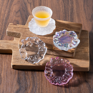 冰山玻璃茶杯垫日式水晶琉璃加厚耐热茶杯托水杯餐垫托盘家用杯垫