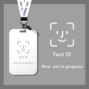 创意苹果人脸识别卡套校园饭卡公交地铁卡保护壳工作证交通卡校园饭卡工牌伸缩扣绳挂脖个性硬壳创意潮羊城通