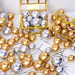 金球银球蛋糕装饰摆件圣诞节透明球许愿球插件烘焙甜品台派对插牌