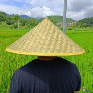 竹编斗笠防晒帽大檐草帽男户外垂钓帽农民工地遮阳帽舞蹈采茶帽子