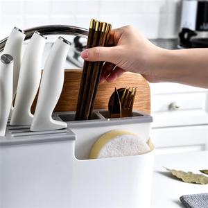 刀架置物架菜板放置架一体多功能家用厨房用品收纳筷笼刀座塑料