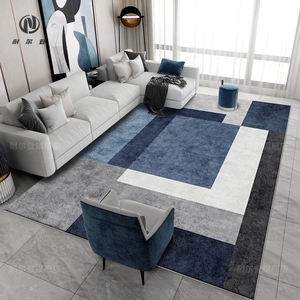 2024新款北欧蓝色轻奢高级现代简约风客厅地毯大沙发茶几垫子家用
