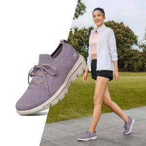 Skechers斯凯奇女鞋夏季新款网面一脚蹬GOWALK紫色运动健步跑步鞋