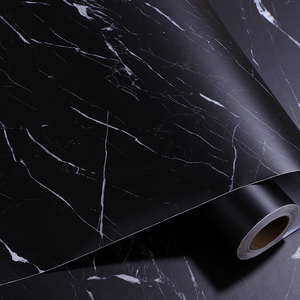 厨房灶台面防水防油翻新贴纸耐高温卫生间大理石黑色自粘壁纸加厚