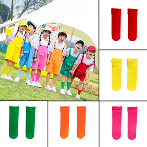 儿童糖果色袜子六一演出服幼儿园表演服配饰运动会袜子夏季网眼袜