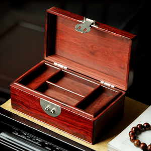 印度小叶紫檀首饰盒中式榫卯实木收纳盒结婚礼物红木梳妆盒百宝箱