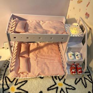 棉花娃娃的房间枕头床垫套装单人双人娃床芭比娃娃15cm20厘米屋子