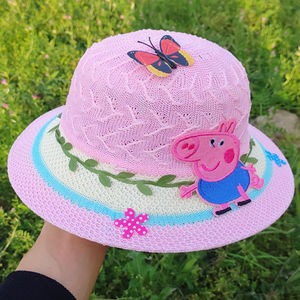 小猪佩奇可折叠儿童帽女夏季韩版防晒遮阳太阳帽公主草帽女童帽子