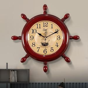 康巴丝中式船舵手挂钟客厅家用时尚地中海装饰挂墙壁时钟表免打孔