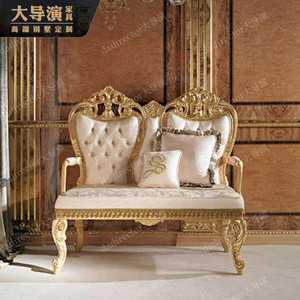 意大利宫廷欧式实木布艺沙发椅别墅卧室贵妃椅法式双人休闲沙发