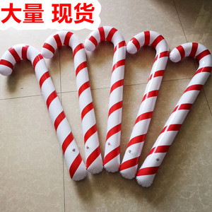 厂家直销 订做 PVC充气圣诞老人拐杖 PVC吹气圣诞儿童玩具拐杖