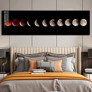 宇宙太空卧室床头挂画客厅沙发背景墙月球星球装饰画月亮月食壁画