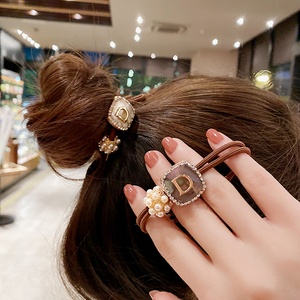 2023韩版新款高级感水钻珍珠发绳女简约气质扎头发皮筋丸子头发饰