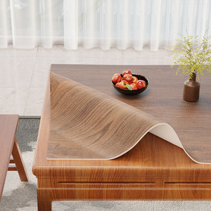 仿木纹皮革四方桌垫原木色正方形免洗防水防油茶几餐桌八仙桌桌布
