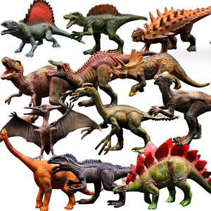 侏罗纪恐龙 男孩玩具 仿真动物模型 实心塑胶恐龙 霸暴王龙三角龙