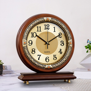新中式实木座钟家用客厅摆件台钟美式复古台式钟表桌面装饰时坐钟