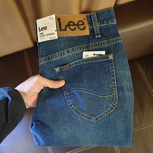 Lee牛仔裤男2024夏季新款中腰修身小脚裤男士休闲弹力小直筒长裤