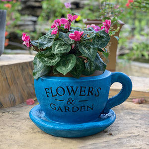 创意花园摆件创意花盆大号咖啡杯花缸庭院阳台布置造景可种植装饰