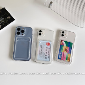 ins风透明卡套13新款14PLUS可插卡适用于苹果15promax手机壳iphone12promax情侣x/xs/xr防摔max全包8plus软11