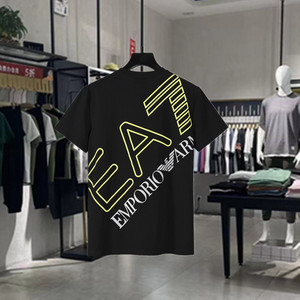 欧货潮夏新款男生莱卡棉修身阿玛尼短袖t恤EA7男装欧洲站韩版上衣