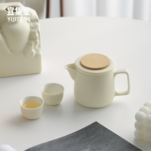 宜集堂ins奶油泡茶器陶瓷茶壶办公室茶水分离下午茶简约家用茶具