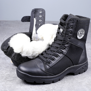 冬季羊毛加绒保暖安保男特种兵户外特训靴作战靴女高帮作训保安鞋