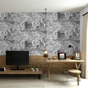 北欧风乌云云朵卧室背景墙壁纸酒店餐厅墙纸灰色奶茶店海浪3d壁画