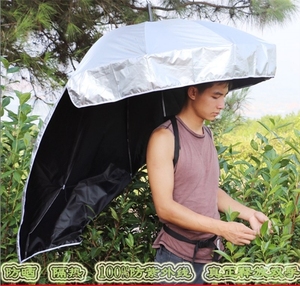 不用手撑的雨伞可背式采茶伞遮阳伞超轻头帽伞户外防晒双层创意