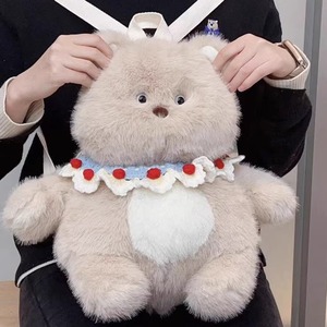 小熊背包可爱胖胖小熊公仔玩偶双肩背包兔子娃娃背包生日毛绒玩具