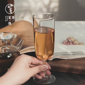 落笙玻璃茶杯猴魁杯专用绿茶高脚杯香槟杯泡茶杯创意个性功夫茶具