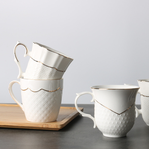 陶瓷杯子欧式小奢华单个水杯套装咖啡杯客厅家用茶杯杯具带手把