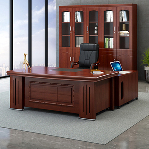 老板桌大班台总裁办公桌中式商用经理主管桌椅组合简约现代带副柜