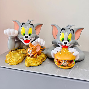 猫和老鼠汉堡招财猫手办玩具汤姆杰瑞潮玩公仔摆件玩偶模型礼物
