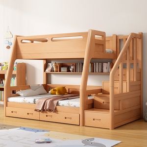 实木上下床双层床高低床子母床省空间两层榉木床上下床铺儿童床