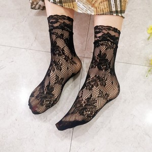 4双装渔网袜短袜黑色蕾丝花边小网眼性感镂空丝袜子女士短款网袜.