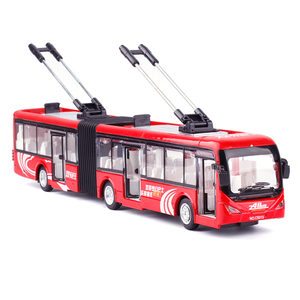 加长双节巴士公交车无轨电车公共汽车小汽车模型两节玩具车