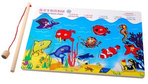 岁海洋动物拼图嵌板蒙氏教具 钓鱼岛儿童早教玩具磁性钓鱼拼图