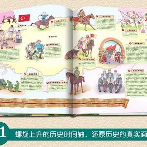 【新疆包邮】,世界历史地图 人文版彩色手绘板精装大开本 中国儿