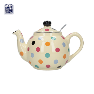 London Pottery米色波点田园英式陶瓷花茶壶咖啡壶带茶漏下午茶