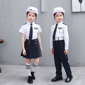 绝美儿童cosplay军装海军水手演出服警官服小空军飞行员制服套装