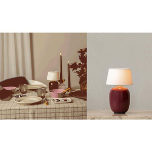 若奈 威尼斯古董琉璃台灯“豌豆红”无限触控可充电卧室氛围灯
