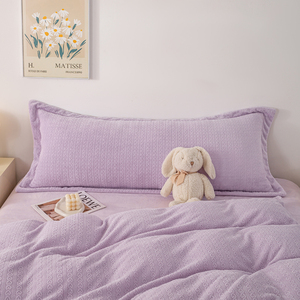 北欧风紫色毛绒双长枕套1.5m靠垫牛奶绒枕头套宿舍情侣枕芯罩1.8